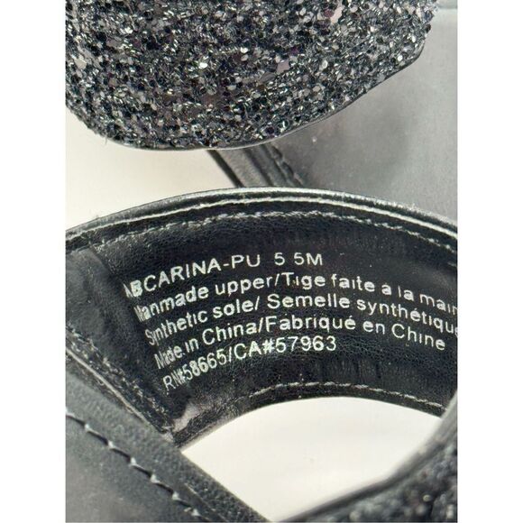 Abound Sandals Womens Size 5.5 Black Carina Glitter Slip On Open Square Toe Heel - Picture 6 of 7